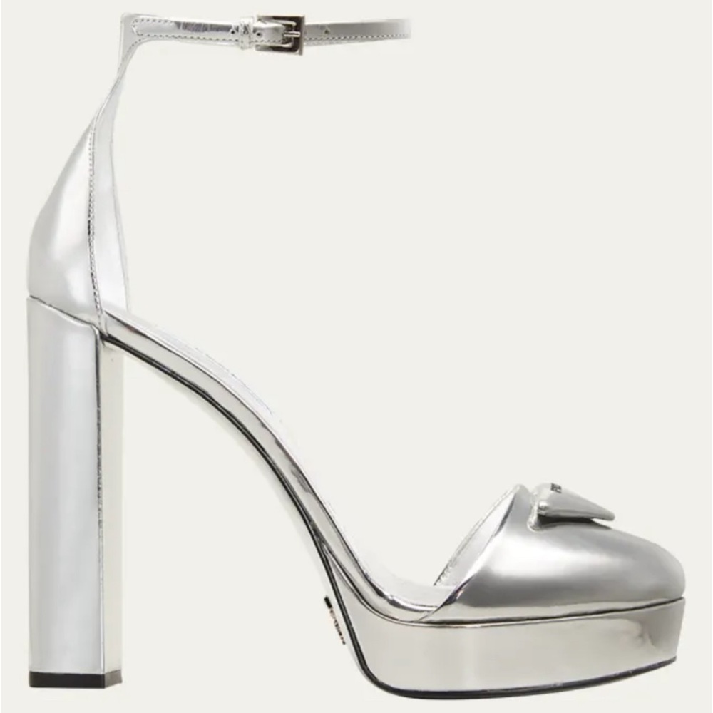 Prada Leather Puffy Logo Platform Pumps